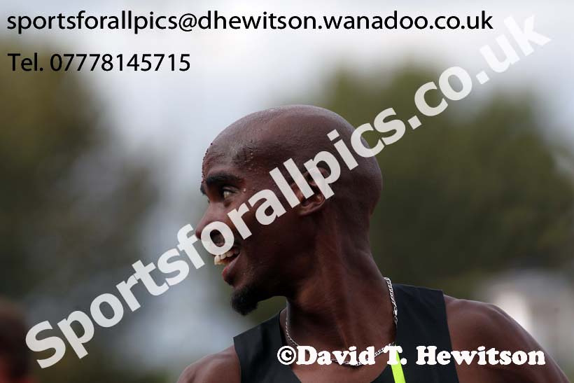 Mo Farah after winning the mens 2 Miles with a British record at the Sainsbury's Birmingham Grand Prix. Photos: David T. Hewitson/Sports for All Pics